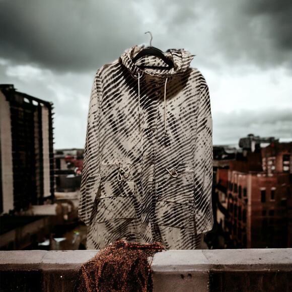 Soft Surroundings Go Lively Shibori‎ Anorak Coat Jacket w/ Hood Raincoat~XL - Picture 1 of 12